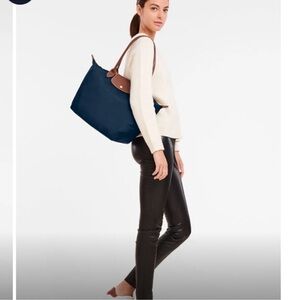 Longchamp Le Pliage Shopping Bag Brown Nylon Leather